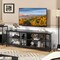 Costway Corner TV Stand for TVs up to 65" TV Console Table with AC Outlets&USB A Ports Rustic Brown/Black/White